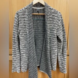 Kuhl Open-Front Women's Gray Striped Cardigan Sweater